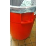 Lavex 32 Gallon Yellow Round Commercial Trash Can with Lid and Dolly