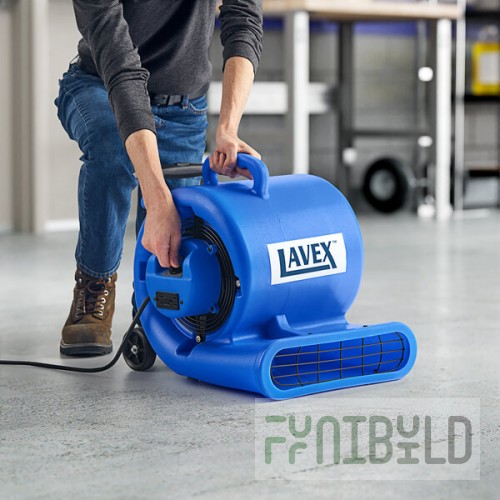 Lavex 3-Speed Compact Air Mover with Telescoping Handle, Wheels, and GFCI Power Outlets - 1/3 hp, 1,100 CFM