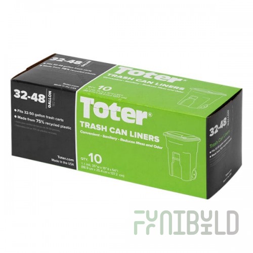 Toter GB048-08000 48 Gallon 1.1 Mil Black Trash Can Liner - 80/Case