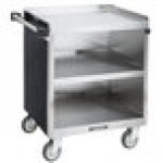 Lakeside 822B 3 Shelf Heavy Duty Stainless Steel Utility Cart with Enclosed Base and Black Laminate Finish - 19 1/2