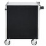 Lakeside 822B 3 Shelf Heavy Duty Stainless Steel Utility Cart with Enclosed Base and Black Laminate Finish - 19 1/2
