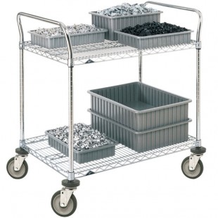 Metro 2SPN55DC Super Erecta Chrome Two Shelf Heavy Duty Utility Cart with Polyurethane Casters - 24 Metro 2SPN55DC Super Erecta Chrome Two Shelf Heavy Duty Utility Cart with Polyurethane Casters - 24