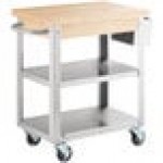 Steelton Wood Top Work Cart with Stainless Steel Base and Undershelves - 32