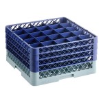 Noble Warewashing 25-Compartment Gray Full-Size Glass Rack with 4 Blue Extenders Noble Warewashing 25-Compartment Gray Full-Size Glass Rack with 4 Blue Extenders