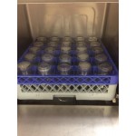 Noble Warewashing 25-Compartment Gray Full-Size Glass Rack with 4 Blue Extenders Noble Warewashing 25-Compartment Gray Full-Size Glass Rack with 4 Blue Extenders