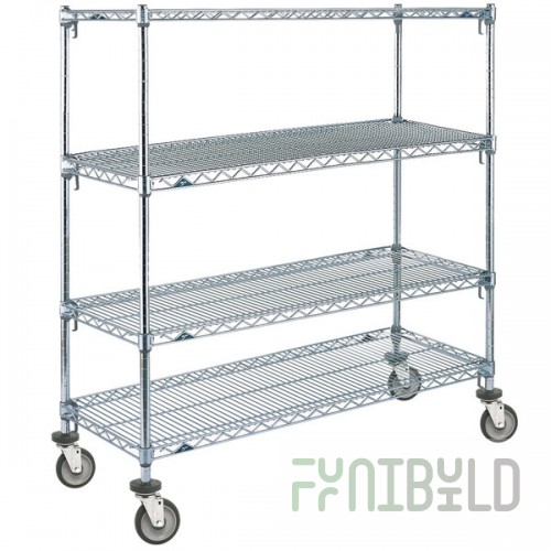 Metro A456EC Super Adjustable Chrome 4 Tier Mobile Shelving Unit with Polyurethane Casters - 21