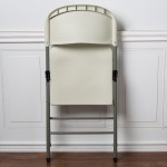 Lancaster Table & Seating Almond Contoured Injection Molded Folding Chair with Charcoal Frame and Sage Gray Legs Lancaster Table & Seating Almond Contoured Injection Molded Folding Chair with Charcoal Frame and Sage Gray Legs