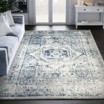 Abani Casa Collection 4' x 6' Blue / Gray Vintage Area Rug Abani Casa Collection 4' x 6' Blue / Gray Vintage Area Rug