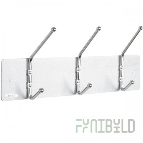 Safco 4161 Satin Metal Three-Peg Coat Hook / Wall Rack