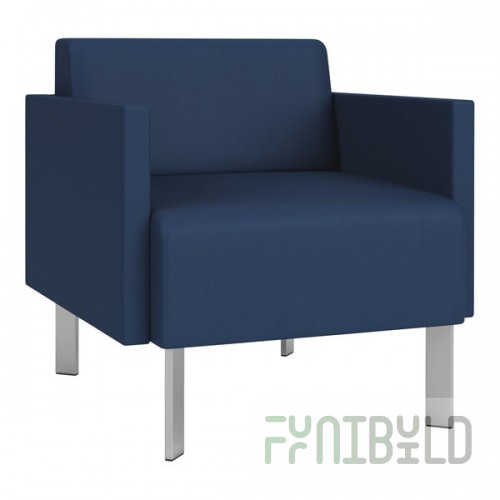 Lesro Luxe Lounge Series Patriot Plus Imperial Blue Vinyl Guest Arm Chair with Steel Legs