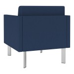 Lesro Luxe Lounge Series Patriot Plus Imperial Blue Vinyl Guest Arm Chair with Steel Legs