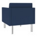 Lesro Luxe Lounge Series Patriot Plus Imperial Blue Vinyl Guest Arm Chair with Steel Legs