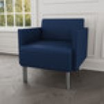 Lesro Luxe Lounge Series Patriot Plus Imperial Blue Vinyl Guest Arm Chair with Steel Legs