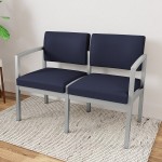 Lesro Lenox Steel Open House Navy Fabric Loveseat