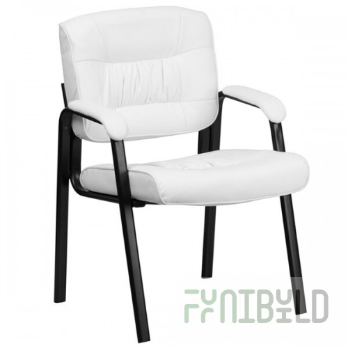 Flash Furniture BT-1404-WH-GG White Leather Executive Side Chair with Black Frame Finish