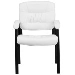 Flash Furniture BT-1404-WH-GG White Leather Executive Side Chair with Black Frame Finish