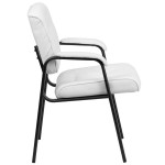 Flash Furniture BT-1404-WH-GG White Leather Executive Side Chair with Black Frame Finish