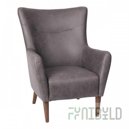Flash Furniture Connor Dark Gray Modern Faux Leather Wingback Accent Chair with Wooden Legs and Frame