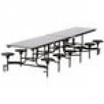 National Public Seating MTS10-PWTMPC 10' Rectangular Mobile Plywood Cafeteria Table with Powder Coated Frame, T-Molding Edge, and 12 Stools
