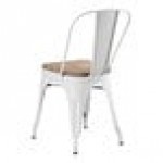 Lancaster Table & Seating Alloy Pearl White Indoor Cafe Chair with Gray Wood Seat