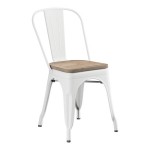 Lancaster Table & Seating Alloy Pearl White Indoor Cafe Chair with Gray Wood Seat