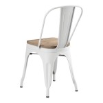 Lancaster Table & Seating Alloy Pearl White Indoor Cafe Chair with Gray Wood Seat