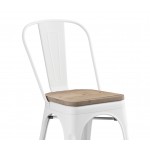 Lancaster Table & Seating Alloy Pearl White Indoor Cafe Chair with Gray Wood Seat