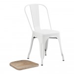 Lancaster Table & Seating Alloy Pearl White Indoor Cafe Chair with Gray Wood Seat