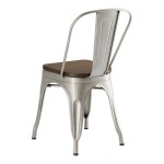Lancaster Table & Seating Alloy Silver Indoor Cafe Chair with Walnut Wood Seat