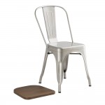 Lancaster Table & Seating Alloy Silver Indoor Cafe Chair with Walnut Wood Seat