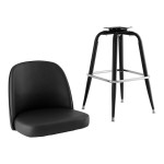 Lancaster Table & Seating Black Swivel Barstool with Black Vinyl Bucket Seat Lancaster Table & Seating Black Swivel Barstool with Black Vinyl Bucket Seat