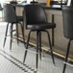 Lancaster Table & Seating Black Swivel Barstool with Black Vinyl Bucket Seat Lancaster Table & Seating Black Swivel Barstool with Black Vinyl Bucket Seat