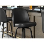 Lancaster Table & Seating Black Swivel Barstool with Black Vinyl Bucket Seat Lancaster Table & Seating Black Swivel Barstool with Black Vinyl Bucket Seat