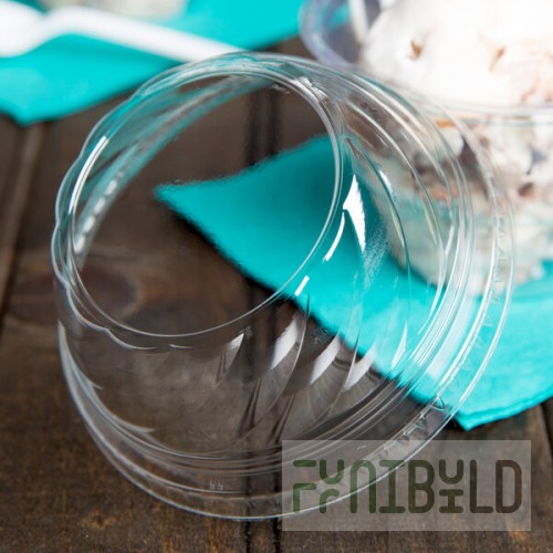 Fabri-Kal Indulge DLDE16/24NH Clear Dome PET Lid for 5 oz., 8 oz., and 12 oz. Sundae Cups - No Hole - 1,008/Case