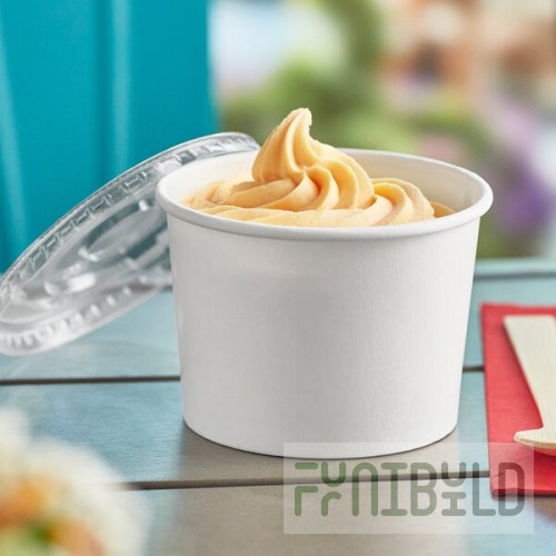Choice 12 oz. White Paper Frozen Yogurt / Food Cup with Flat Lid - 50/Case