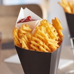 Carnival King 20 oz. Black Square Cardboard Fry Cone - 500/Case Carnival King 20 oz. Black Square Cardboard Fry Cone - 500/Case