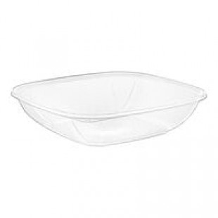 Fineline 15080L-CL Super Bowl Plus 80 oz. Clear Square PET Plastic Bowl - 50/Case