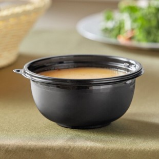 Visions 16 oz. Black PET Plastic Round Catering / Serving Bowl - 50/Pack