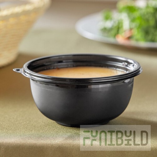 Visions 16 oz. Black PET Plastic Round Catering / Serving Bowl - 50/Pack