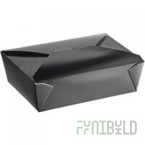 Fold-Pak 03BPBLACKM Bio-Pak Black Microwavable Paper #3 Take-Out Containers 7 3/4