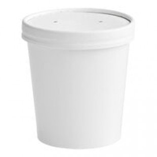 Huhtamaki 71844 White 16 oz. Double Poly-Paper Food Cup with Vented Paper Lid - 250/Case