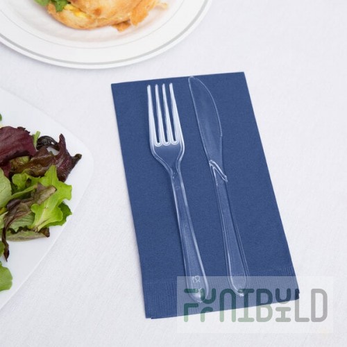 Creative Converting 951137 Navy Blue 3-Ply Guest Towel / Buffet Napkin - 16/Pack