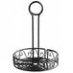 American Metalcraft WBCC6 Black Round Wrought Iron Scroll Design Condiment Caddy - 6 1/4