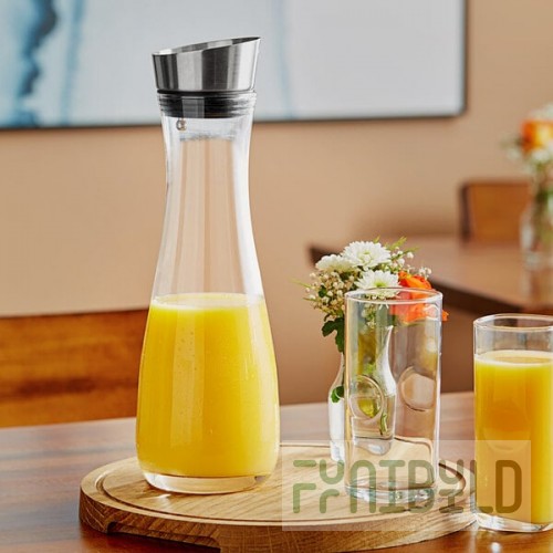 GET GL-CRF-40 Silhouette 40 oz. Glass Decanter with Dripless Stainless Steel Lid