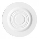 Ariane Prime 2.03 oz. Warm White Round Divided 2-Compartment Porcelain Sauce Dish - 12/Case