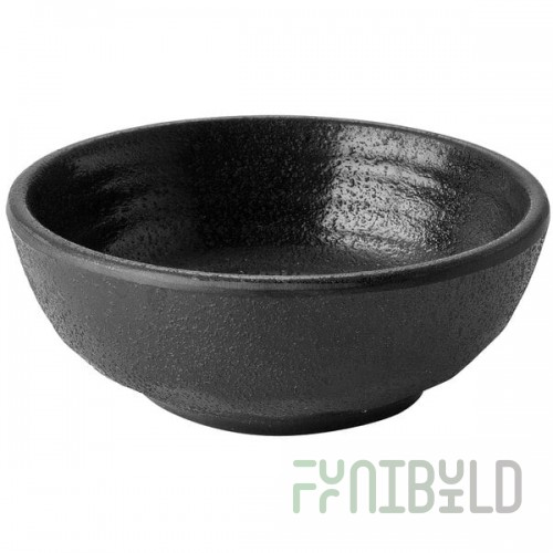 Elite Global Solutions JWT56 Zen 4 oz. Black Round Kozara Melamine Sauce Cup - 6/Case