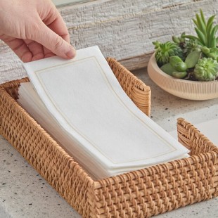 Choice Linen-Feel Gold Border Customizable 1/6 Fold Guest Towel - 500/Case