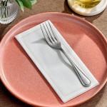 Choice Linen-Feel Gold Border Customizable 1/6 Fold Guest Towel - 500/Case