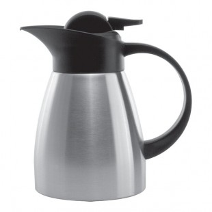 Service Ideas Stainless Touch 20 oz. Stainless Steel Insulated Coffee Carafe / Server with Black Lid KVP67