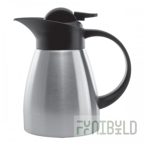 Service Ideas Stainless Touch 20 oz. Stainless Steel Insulated Coffee Carafe / Server with Black Lid KVP67